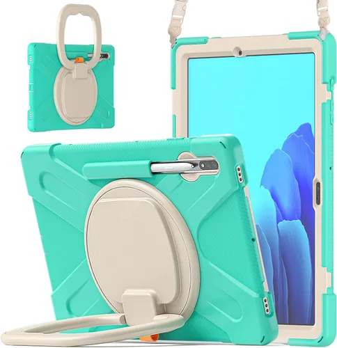 Miniatura 16 de 360 Rotation Case for Galaxy Tab ActivePro/Tab Active4 Pro/Active 5 Pro 10.1" Sturdy Cover Rotate Ring Stand Shoulder Carrying Strap Hand Strap