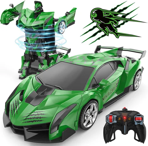 BLUEJAY Transform RC Cars para niños de 4-7 y 8-12 años, auto robot de control remoto 2.4 GHz, escala 1:18, transformación con un botón, rotación de