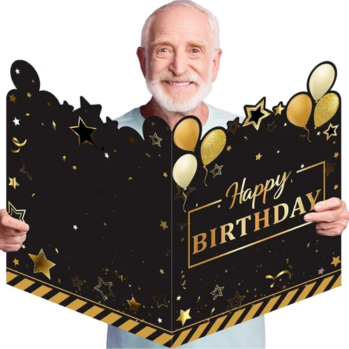 Tiamon Tarjeta de felicitación grande de 25 x 16 pulgadas, libro de invitados gigante, tarjeta de feliz cumpleaños, libro de invitados de plástico
