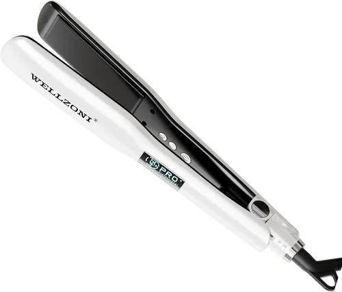 Plancha plana para el cabello, placa de 1.4 pulgadas de ancho, calentamiento rápido de 15 segundos con 37 ajustes de temperatura, 122-450 °F,