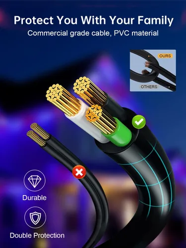 Miniatura 7 de Cadena de luces LED de grado comercial de 48 pies para exteriores con control remoto, inastillables, impermeables, cambiantes de color, luces