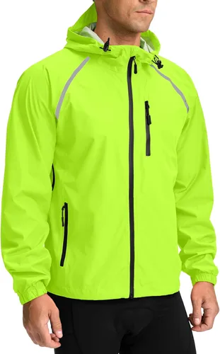 Miniatura 16 de Bikewa - Chaqueta de lluvia para hombre, impermeable, para ciclismo, con capucha, ligera, plegable, cortavientos para bicicleta, chaqueta de running