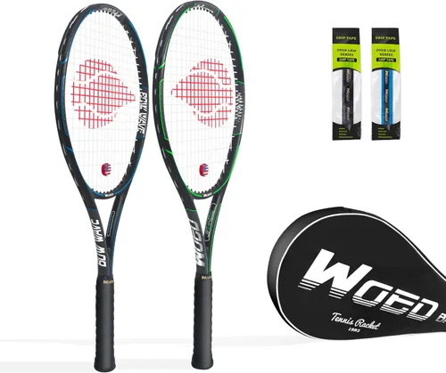 Raqueta de tenis para 2 jugadores para adultos, perfecta para jugadores principiantes y profesionales, raqueta de tenis de velocidad de 27 pulgadas