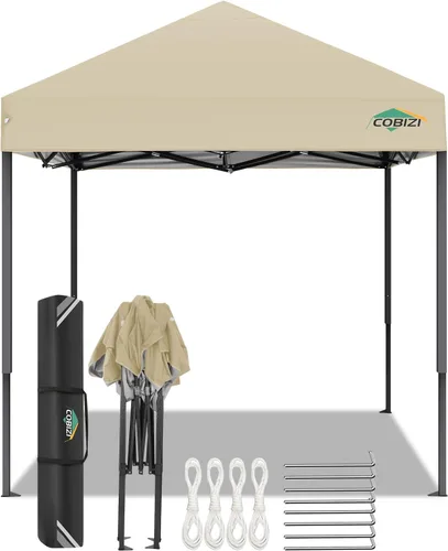 Miniatura 87 de COBIZI Tienda de campaña desplegable de 6.6 x 6.6 pies, toldo resistente, fácil de instalar, impermeable, para exteriores, fiestas, playa, jardín