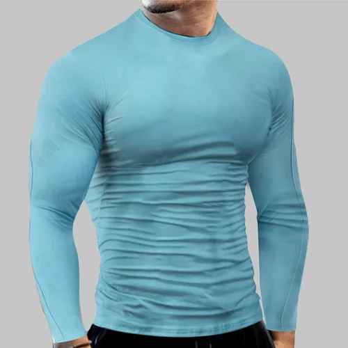 Miniatura 47 de Camisas de compresión atléticas de manga larga para hombre, capa base, camisa de entrenamiento atlético, camisas de compresión, camisetas deportivas