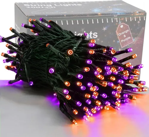 Miniatura 13 de Iluminación del hogar de 66 pies. Mini luces decorativas de Navidad de 200 luces LED de alambre verde, luces de hada estrellada enchufables, 8 modos
