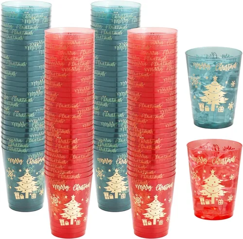Miniatura 8 de DaYammi 120 Piezas Vasos de Plástico Azul de 9 Oz Vasos de Fiesta de Plástico Transparente Desechables con Borde Azul Copas de Vino Desechables