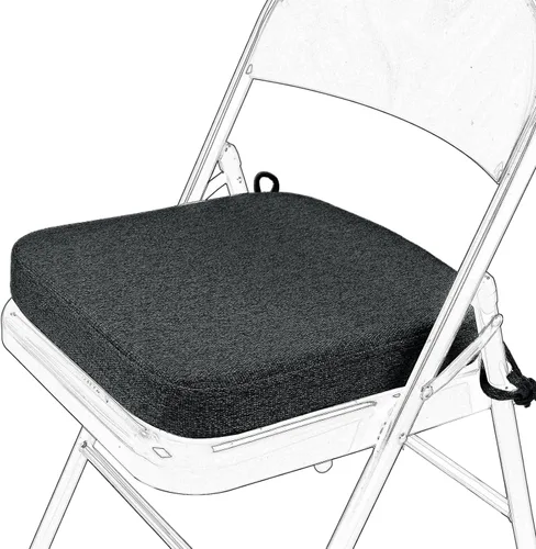 Miniatura 23 de SINOSSO Cojín de espuma viscoelástica para silla plegable, 1 unidad, almohadilla cuadrada gruesa de 2 pulgadas para silla de cocina con lazos, cojín