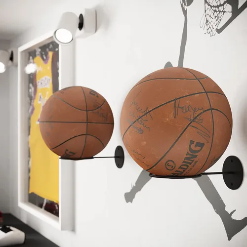 Miniatura 3 de Wallniture Palla Ball - Juego de 2 estantes de almacenamiento para montar en la pared, para pelotas de fútbol, voleibol, fútbol y baloncesto