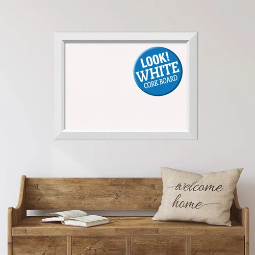 Miniatura 6 de Amanti Art Tablero de corcho blanco para pared (32 x 24) con marco de madera blanco blanco y blanco, tablero de corcho mediano para oficina, tablero