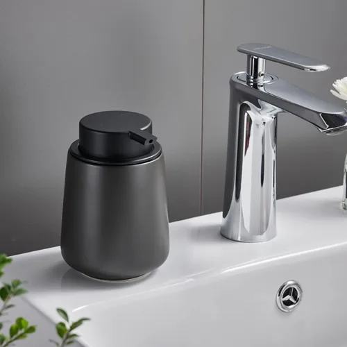 Miniatura 4 de Dispensador de jabón de manos de espuma de 12 onzas, dispensador de jabón espumoso negro para baño con bomba fácil de presionar, dispensador