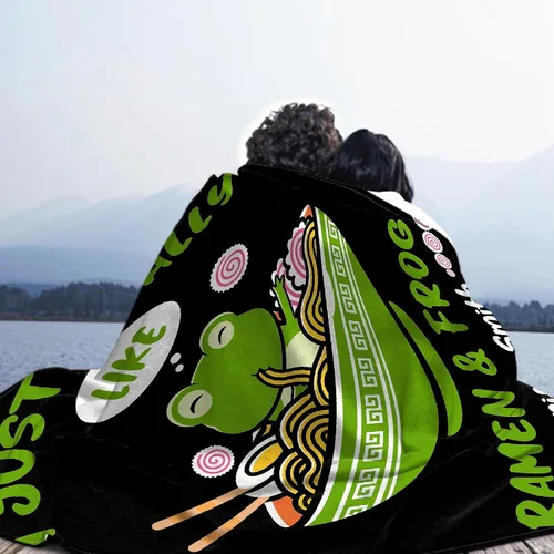 Miniatura 6 de Manta personalizada con nombre "I Just Really Like Noodle Frog", regalo divertido para niñas/niños, para sofá, cama, dormitorio, sala de estar