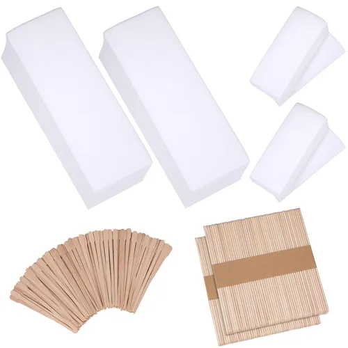 Yaomiao Kit de tiras de cera de 400 piezas, tiras no tejidas con aplicador para depilación corporal y facial Blanco