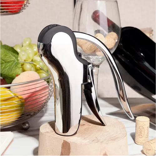 Miniatura 5 de KAYCROWN Abrebotellas de vino de acero inoxidable, sacacorchos de palanca vertical con diseño de cortador de lámina incorporado, sacacorchos de mano