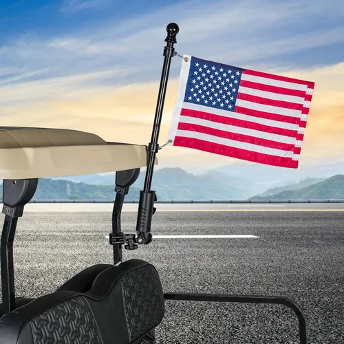 Miniatura 7 de 10L0L Soporte para bandera de carrito de golf, kit de asta de bandera para Yamaha Club Car DS/Precedent y EZGO TXT/RXV, bandera de Estados Unidos
