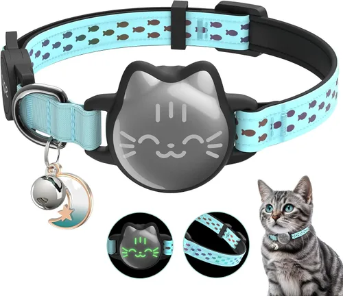 Miniatura 13 de AirTag - Collar de gato reflectante compatible con Apple AirTag de 1ª y 2ª generación, soporte oculto con campana, correa ligera resistente al agua
