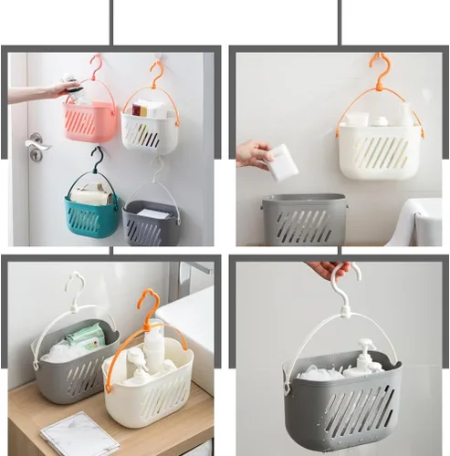 Miniatura 6 de DOITOOL Organizador de 2 cestas de almacenamiento colgantes de cocina con gancho giratorio versátil de plástico para ducha y soporte de cocina
