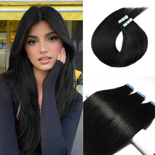 Miniatura 15 de Extensiones adhesivas rubias de cabello humano brasileño grado 9A, #60 rubio platino, cinta en 12 pulgadas, 20 unidades por juego, extensiones