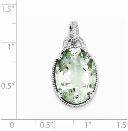 Miniatura 2 de Colgante de cuarzo verde de plata de ley 925 maciza, 1.102 x 0.630in