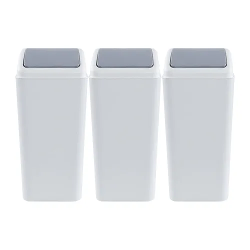 Miniatura 4 de 3 paquetes de basura de plástico de 4.5 galones con tapa abatible superior, cubo de basura para cocina, dormitorio, baño, color gris