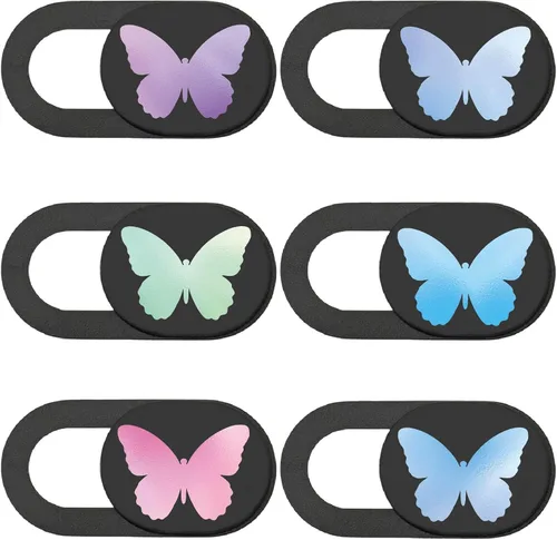 Miniatura 12 de 6 piezas 6 estilos de cubierta de la cámara del ordenador portátil Slide Butterfly Webcam cubierta de privacidad lindo ultrafino bloqueador