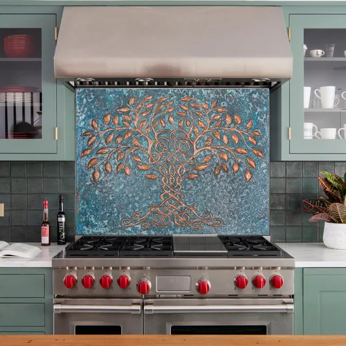 Miniatura 4 de Salpicaduras de Cocina, Salpicaduras de Cocina Árbol de la Vida Celta, Panel de Salpicaduras de Cobre Personalizable, Azulejo de Salpicaduras