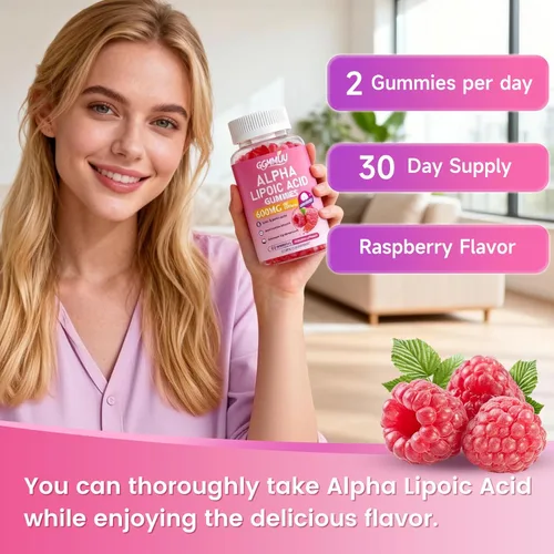 Miniatura 4 de Paquete de 2 gomitas de ácido alfa lipoico de 600 mg, suplemento de ALA masticable de alta absorción para antioxidantes, salud cerebral y apoyo