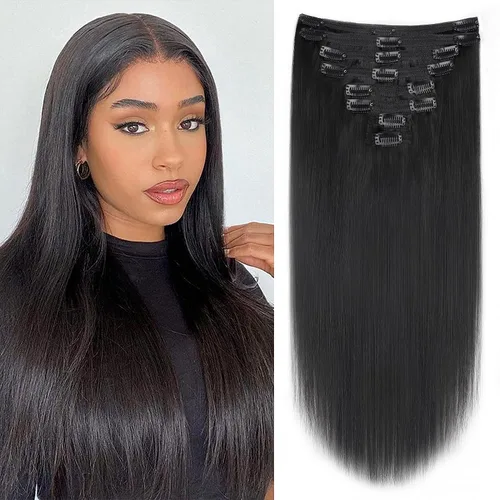 Miniatura 50 de Extensiones de cabello con clip de 12 pulgadas, rizado birmano, negro natural, extensiones de cabello con clip rizado birmano, cabello humano real