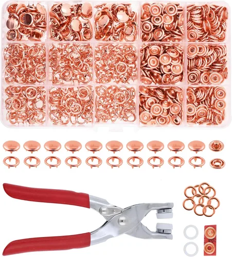 Miniatura 13 de Kit de botón de presión de metal Mandala Crafts - Botones a presión y herramienta de cierre a presión - Cierres coloridos de 9.5mm para coser, ropa