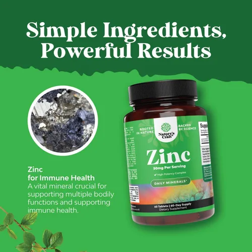 Miniatura 5 de Suplemento de apoyo inmunológico de zinc de 50 mg – Suplemento complejo de zinc para el sistema inmunológico y para mejorar el cabello, la piel