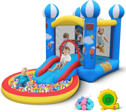 Miniatura 10 de Culaluva Casa inflable de rebote: combo de tobogán de castillo de gorila de salto - 7 en 1 para niños de 3 a 6 años - con soplador de 370 W