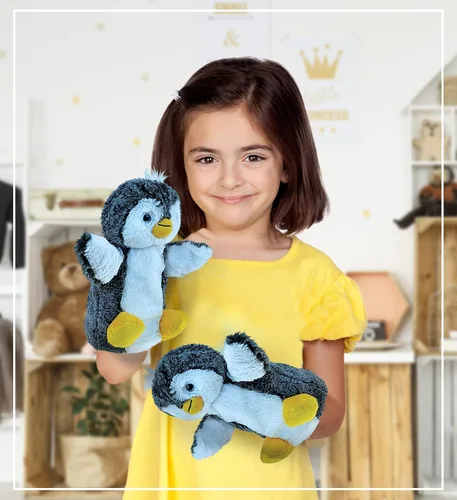 Miniatura 6 de DolliBu - Marioneta de peluche de pingüino para niños, juguete de marionetas de mano suave para juegos de espectáculos de marionetas, teatros