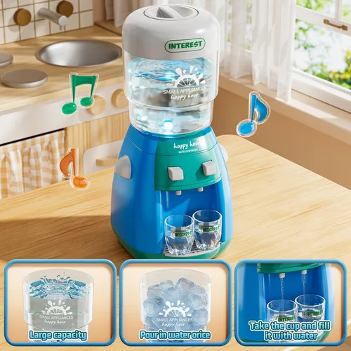 Miniatura 4 de PEADUCK Juego de electrodomésticos de cocina 3 en 1 para niños, juguetes de simulación con licuadora, mezcladores, dispensador de agua, sonidos
