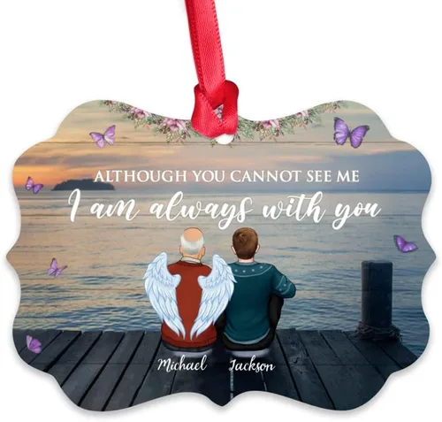 Miniatura 27 de Gossby Adorno conmemorativo de Navidad personalizado – Pérdida de padre estoy siempre contigo (padre, hija) personalizado para decoración de árbol