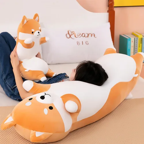 Miniatura 4 de Kekeso Almohada gigante de Shiba Inu de felpa - Almohada suave de dibujos animados para abrazar a perros para niños - Amarillo, 70cm