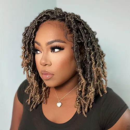 Miniatura 9 de Toyotress Butterfly Locs - Cabello de ganchillo de 8 pulgadas, 7 piezas de trenzas de ganchillo desgastadas pretrenzadas, color negro natural