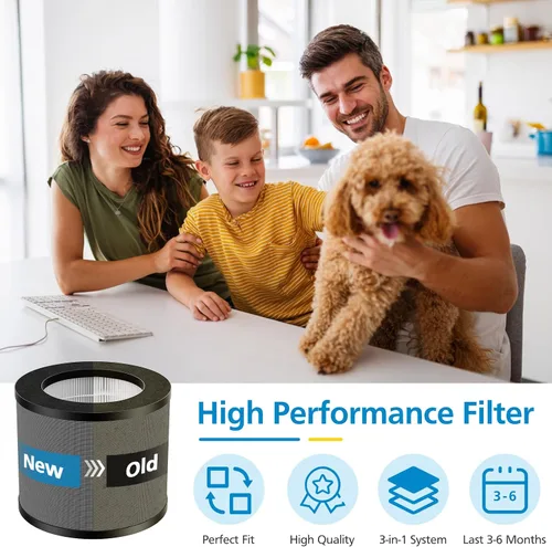 Miniatura 4 de TT-AP006 Filtro de repuesto compatible con TaoTronics TT-AP006, filtro HEPA 3 en 1 y filtro de carbón activado de alta eficiencia, paquete de 2