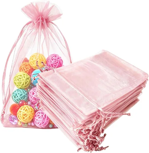 Miniatura 13 de Paquetes de 50 bolsas de organza de regalo de 4 x 6 pulgadas, cordón negro a granel para baby shower, Navidad, cumpleaños de profesores, recuerdos