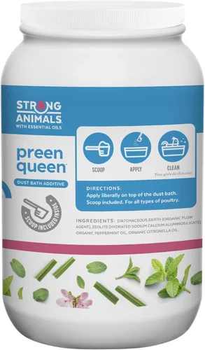 Miniatura 3 de Strong Animals Preen Queen - Aditivo de baño de polvo de pollo, baño de polvo de aves de corral para pollos con aceites de menta y citronela, ayuda