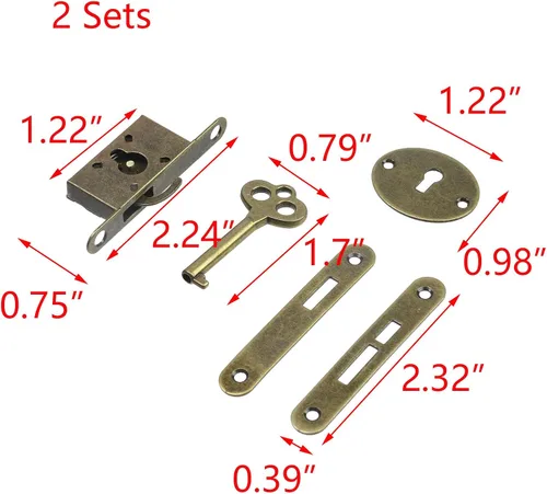 Miniatura 2 de T Tulead Cerraduras de bronce mini caja de embutir decorativas antiguas cerraduras de caja de joyería cerradura de gabinete de reemplazo 2