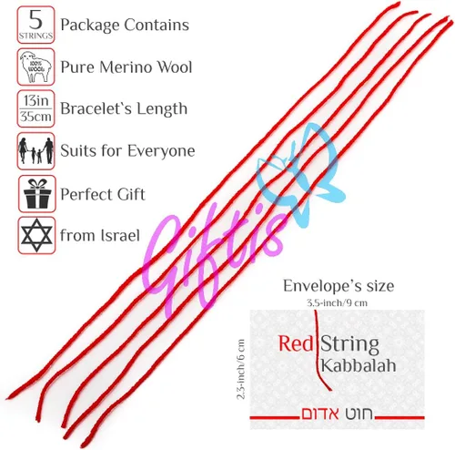 Miniatura 2 de Giftis – brazalete del hijo rojo de la Kabbalah, protección para usted y su familia contra el mal de ojo, de Belén, Israel (5 unidades)