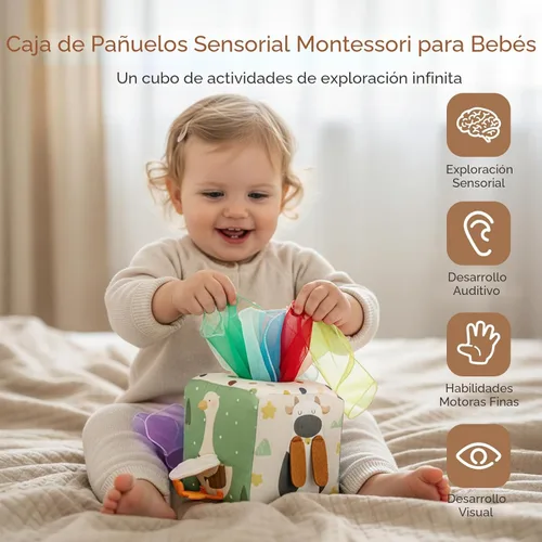 Miniatura 3 de Youuys Caja de Pañuelos de Juguete para Bebés de 6-12 Meses, Juguetes Sensoriales Montessori para Niño de 1 Año, Juguete Infantil con Pañuelos Bosque
