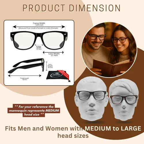 Miniatura 4 de proSPORT Gafas de lectura inspiradas retro vintage para hombres y mujeres, con alta ampliación disponible