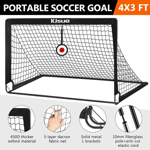 Miniatura 2 de Portería de fútbol, porterías de fútbol para niños para patio trasero, juego de 2, equipo de entrenamiento de red de fútbol de 4 x 3 pies, portería