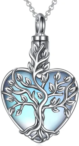 Miniatura 9 de YAFEINI Collares de urna para cenizas de plata de ley 925, joyería de cremación para cenizas, joyería de memoria para mujeres y hombres Piedra lunar