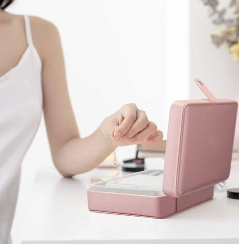 Miniatura 4 de Joyero pequeño para mujeres y niñas, regalo de cumpleaños, organizador de joyas de viaje de cuero, joyero de viaje pequeño, joyero de viaje