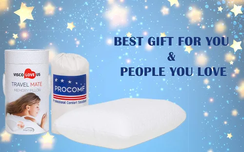 Miniatura 9 de ProComf - Almohada de espuma viscoelástica para viaje y campamento, bebé, niño, adolescente, adulto (blanco nieve con fundas)