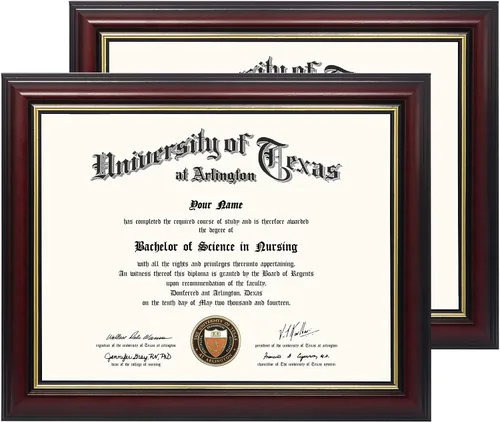 Miniatura 52 de GraduationMall Marco de diploma de certificado de 8.5 x 11, madera maciza y vidrio templado, acabado negro con ribete dorado