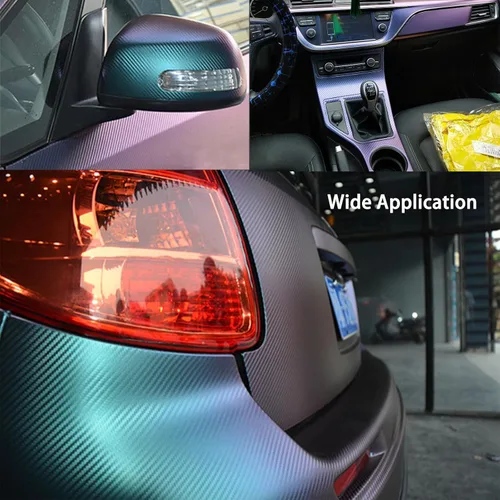 Miniatura 2 de Envoltura de Vinilo de Fibra de Carbono, Envoltura de Vinilo Púrpura Brillante para Automóvil, Encantador Camaleón Azul a Púrpura Autoadhesivo 1 pie