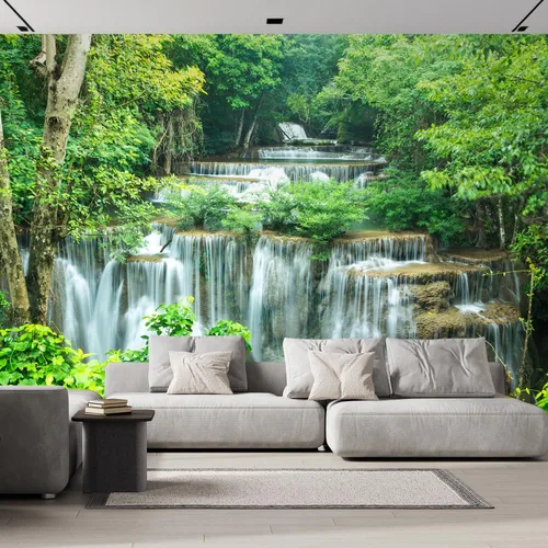 wall26 Adhesivo de Pared Removible/Mural de Pared Bosque Tropical Cascada Río Rápido Naturaleza Vida Silvestre Fotografía Realismo Paisaje Rústico